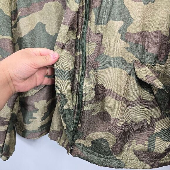 Adidas Trefoil Windbreaker Jacket L Camo Full Zip Hoodie Cropped Baggy Gorpcore‎ - Picture 6 of 16